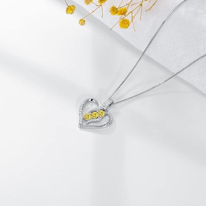 Rose Heart Birthstone Necklace for Women - Solid S925 Sterling Silver with Rose Gold Plated Infinity Symbol of Love Valentine's, Mother's Day, Anniversary, Christmas Birthday Gift for Her, Mom, Wife, or Girlfriend.