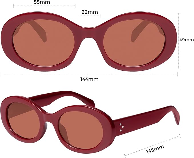 mosanana Oval Retro Trendy Sunglasses for Women 90s Style MS52371