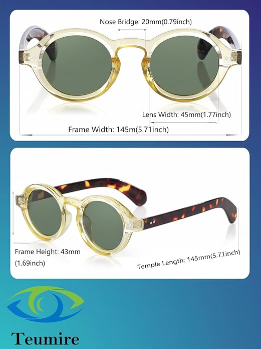 Trendy Round Polarized Sunglasses for Men Women Chunky Hippie Costume Sun Glasses 90s Circle Retro Style
