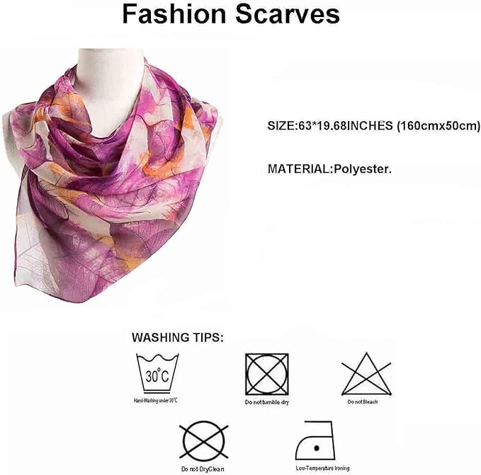 Pokeedioty Scarfs for Women Lightweight Scarves Elegant Floral Pattern Sheer Scarfs Shawls Wraps