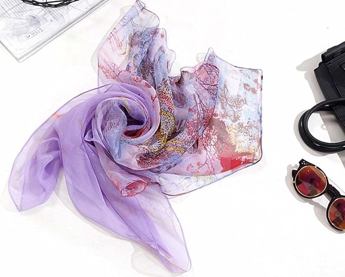 Pokeedioty Women’s Scarf Lightweight Elegant Floral Pattern Scarf Fashion Scarves Sheer Scarfs Shawls