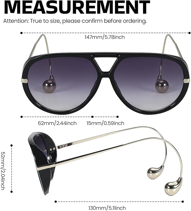SODQW Oversized Aviator Sunglasses for Women With Earring Trendy Large Big XL Size 2025 Designer Ladies Shades