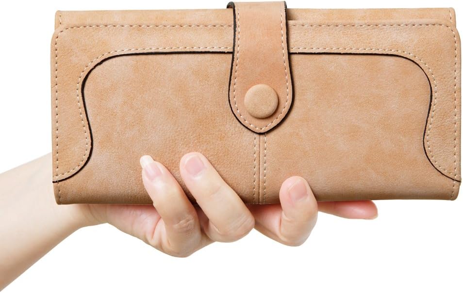 Women's Vegan Leather 17 Card Slots Card Holder Long Big Bifold Wallet