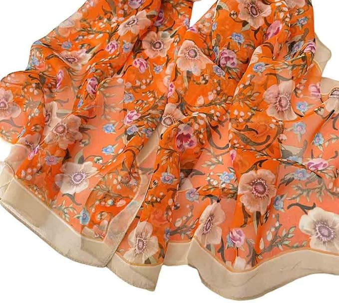Pokeedioty Scarfs for Women Lightweight Fashion Scarves Elegant Floral Pattern Sheer Scarfs Sunscreen Shawls Wraps