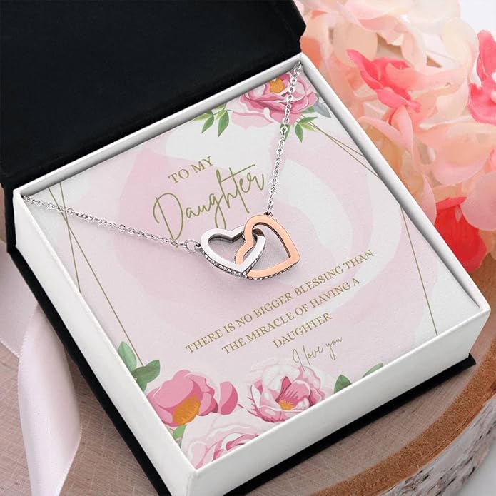 VIRAGIL To My Daughter Gift Necklace From Dad or Mom - Badass Daughter Jewelry With Heartfelt Message & Elegant Box