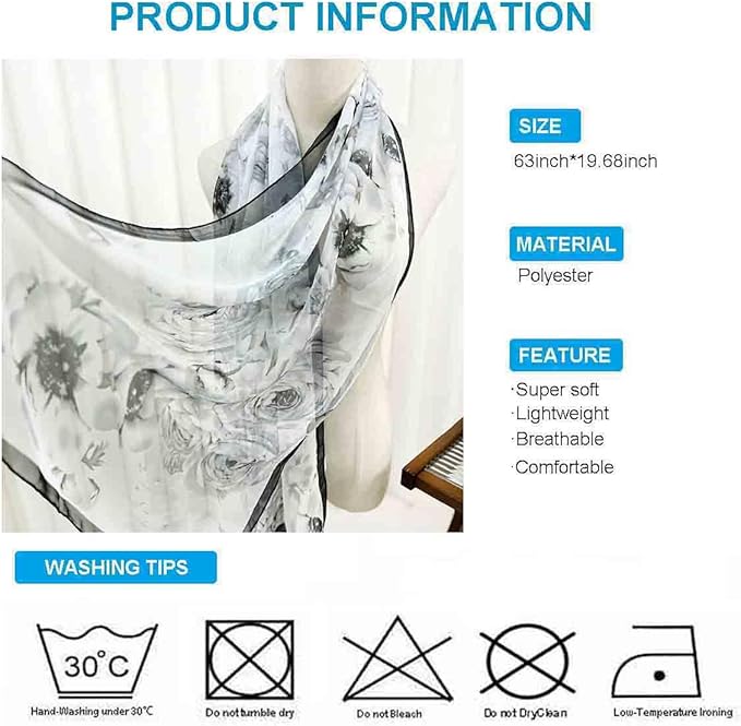 Xyueanlo Scarfs for Women Lightweight Fashion Floral Printed Scarves Neck Scarf Sunscreen Wraps Shawls