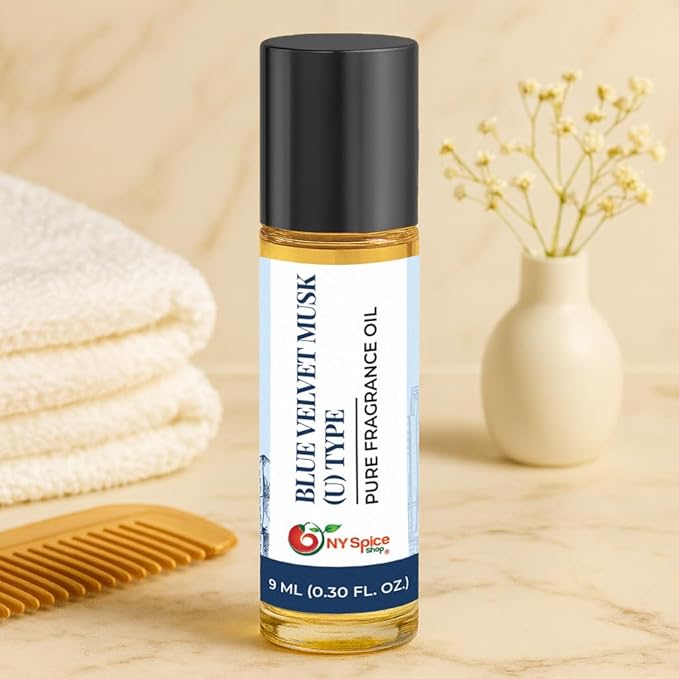 NY Spice Shop Blue Velvet U Musk Type Fragrance – Pack of 1 Musk Inspired Blend – Aromatic Body Oil with Warm Deep Musky Long Lasting Aroma – Layering Fragrance Oil for Personal Scent Collection
