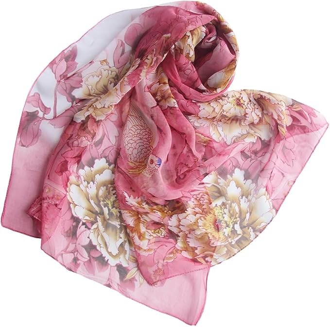 Pokeedioty Scarfs for Women Lightweight Fashion Scarves Elegant Floral Pattern Sheer Scarfs Sunscreen Shawls Wraps