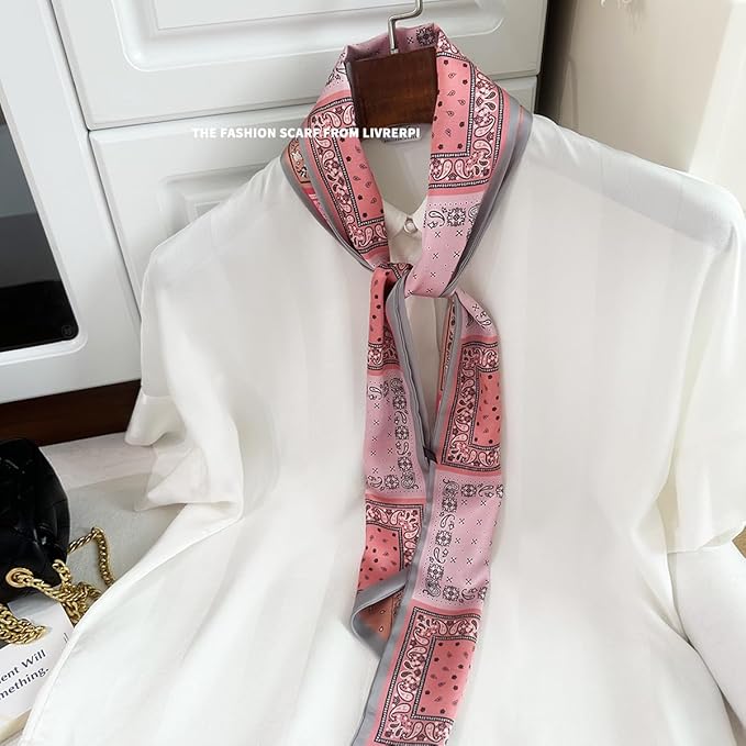 Livrerpi Silk Feeling Head Scarf Fashion Satin Hair Scarf Square Long Scarves for Women Gifts