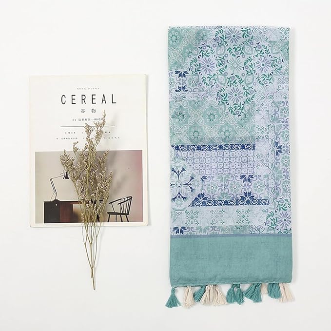 Yeieeo Boho Scarf for Women Lightweight Floral Printed Scarf Fall Winter Fashion Fringed Shawl