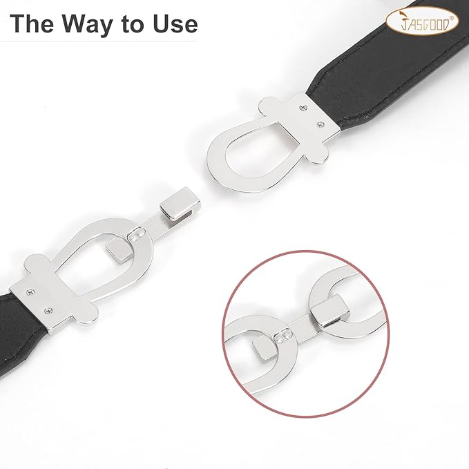 JASGOOD Women Stretchy Waist Belt Retro Elastic Skinny Belt for Ladies with Gold Buckle