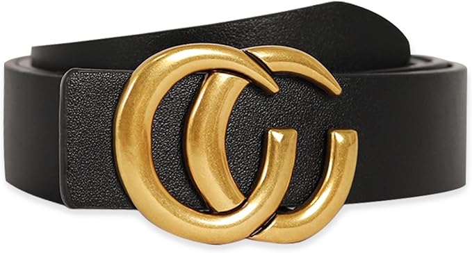 Women's Fashion Classic Metal Buckle Leather Belt with Jeans Dress