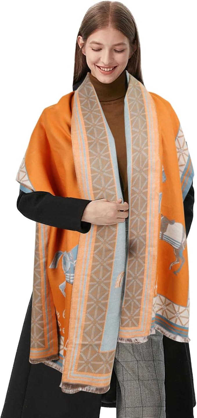 EXTREE Scarfs for Women Pashmina Silky Shawl Wrap for Evening Dressing Blanket Open Front Poncho Cape