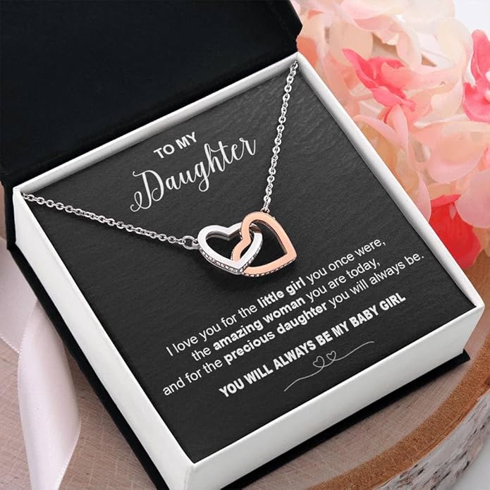 VIRAGIL To My Daughter Gift Necklace From Dad or Mom - Badass Daughter Jewelry With Heartfelt Message & Elegant Box