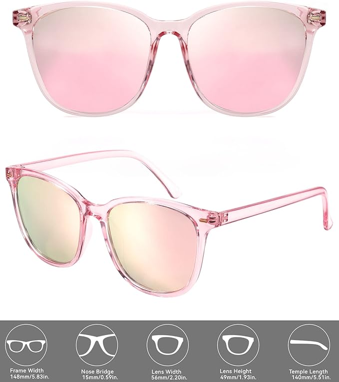 FIMILU 2 Packs Sunglasses for Women Polarized UV400 Protection Lens Big Frame Fashion Glasses Trendy Stylish Shade