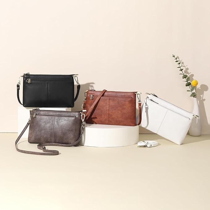 SENDEFN Leather Crossbody Bag for Women Small Clutch Purses Crossbody Shoulder Handbag Wallet Purses RIFD Card Slots