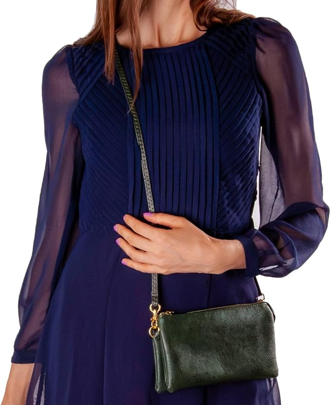 Vegan Leather Wristlet Purse for Women - Small Clutch Purse with Shoulder and Wrist Straps