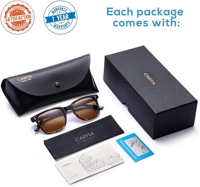 CARFIA Polarized Sunglasses for Women: Acetate, Small/Medium Size, UV400 Anti Glare CA5354