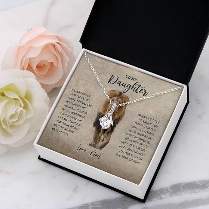 VIRAGIL To My Daughter Gift Necklace From Dad or Mom - Badass Daughter Jewelry With Heartfelt Message & Elegant Box