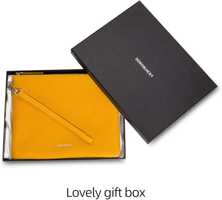 DORIS&JACKY Lambskin Leather Wristlet Clutch Purse for Women Soft Designer Slim Cell Phone Pouch Bag with Detachable Strap