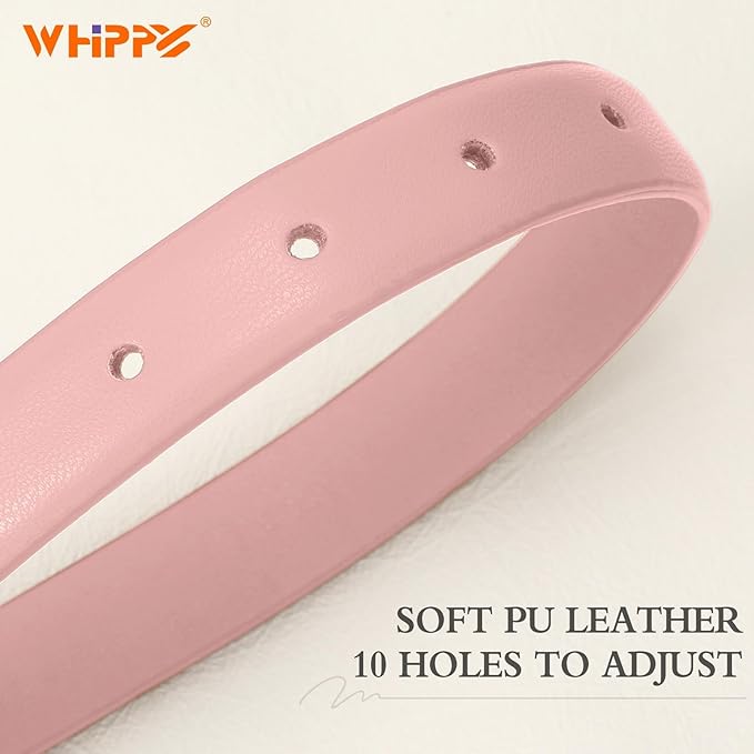 WHIPPY Women Skinny Leather Belt for Jeans Pants Dresses Ladies Fashion Waist Belt with Shiny Gold Buckle