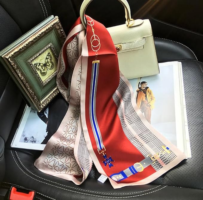 100% Mulberry Silk Ribbon Scarf for Hair Beach Head Wraps for Women Handbag accessories Necktie