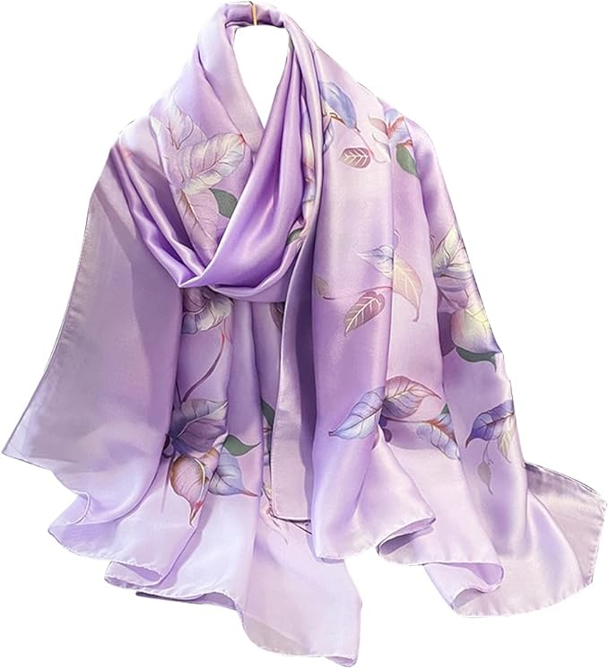 NUWEERIR Womens 100% Large Mulberry Silk Scarf Long Satin Scarf Fashion Lightweight Wraps