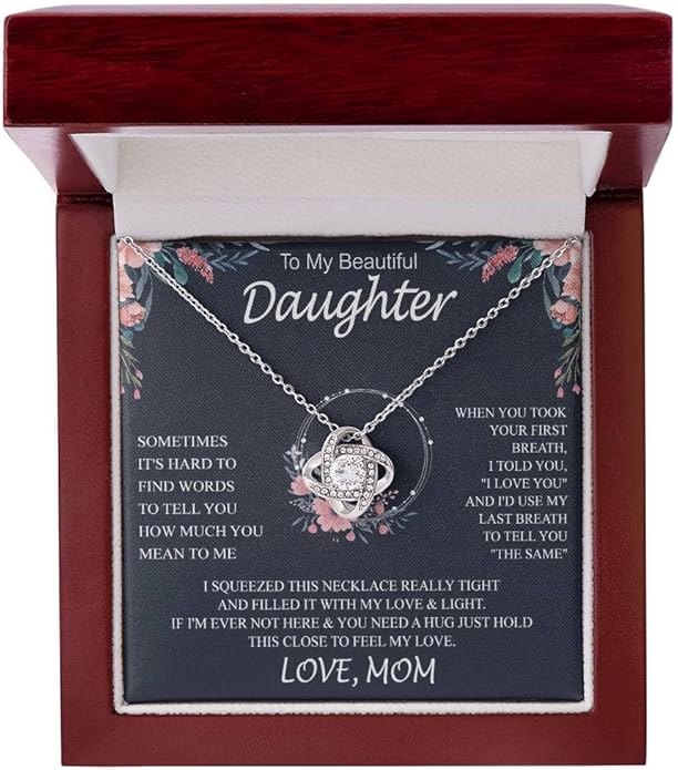 VIRAGIL To My Daughter Gift Necklace From Dad or Mom - Badass Daughter Jewelry With Heartfelt Message & Elegant Box