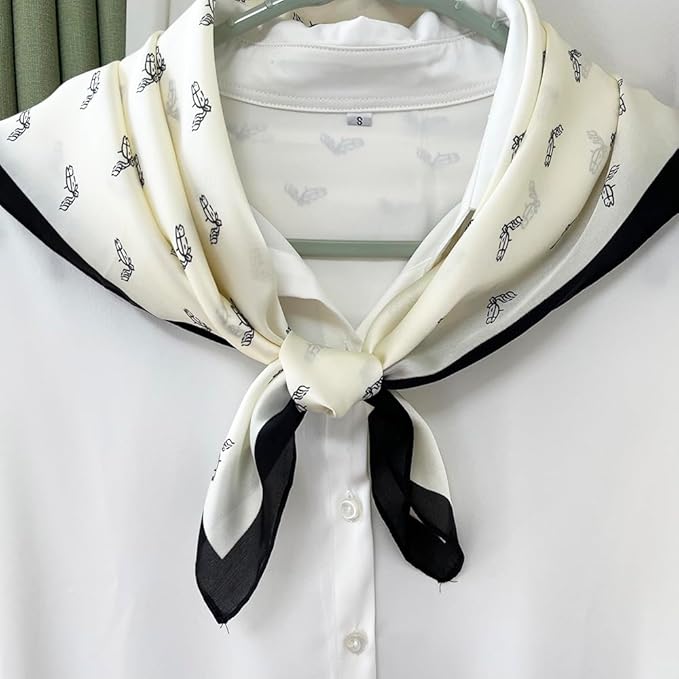 FONYVE Silk Feeling Scarf Medium Square Satin Head Scarf for Women 27.5 × 27.5 inches