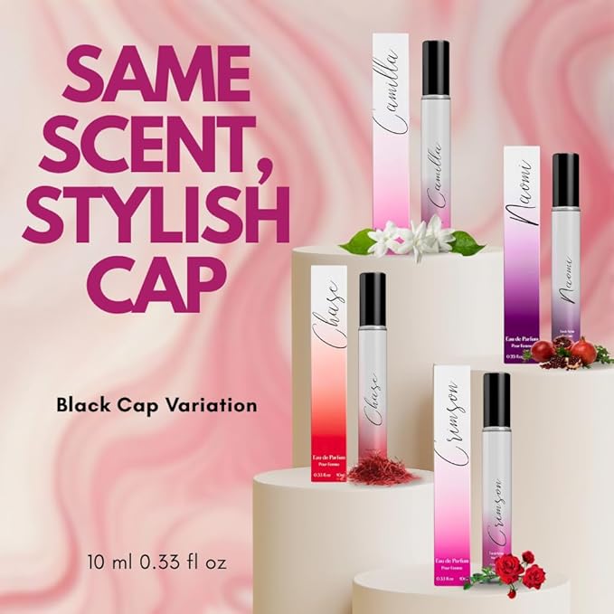 Rollerball Perfume Set for Women – INSPIRED by A WORLD RENOWNED WOMEN'S PERFUME – Jasmine, Musk, Yuzu, Vanilla – Sweet, Elegant, Floral, Long-Lasting Eau De Parfum (0.33fl oz/10ml) x4