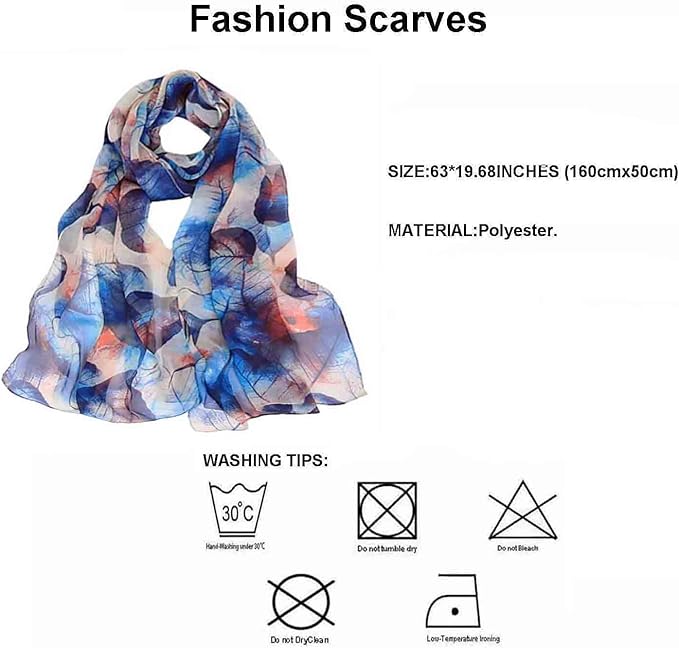 Pokeedioty Scarfs for Women Lightweight Scarves Elegant Floral Pattern Sheer Scarfs Shawls Wraps
