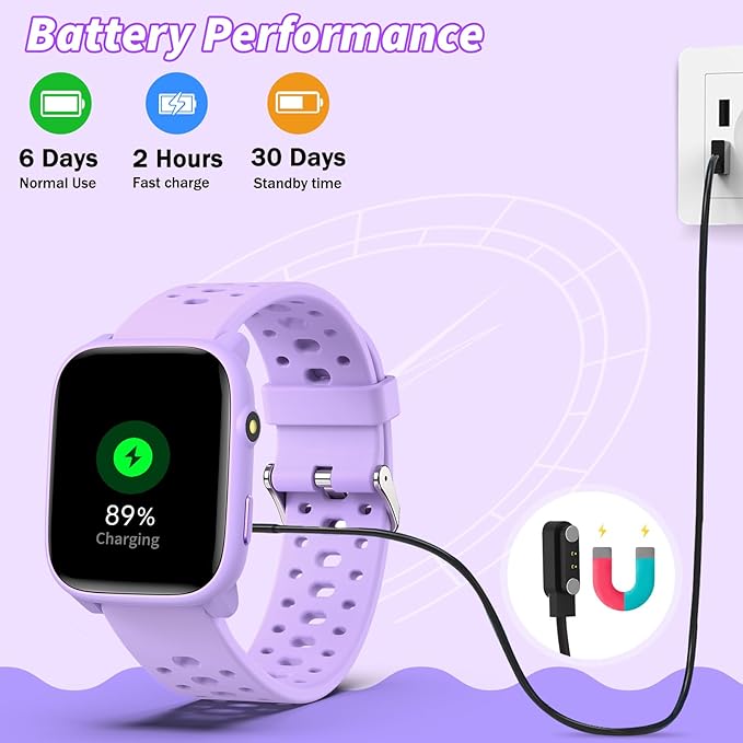 Smart Watch for Kids, 1.83" Fitness Tracker Watch Pedometer, Heart Rate, Sleep Monitor, IP68 Waterproof, Pedometer, Puzzle Games with/Without APP for Girls Boys Teens 6-16