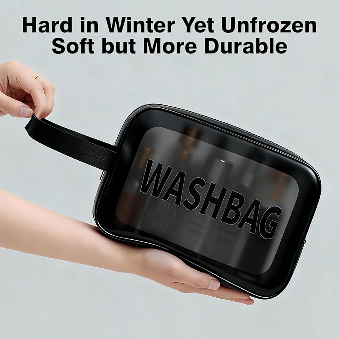 3-in-1 Black Waterproof Makeup Bag Set - Includes Travel Cosmetic Case, Daily Eyeshadow Brushes & Foldable Brush Cleaning Bowl, All-in-One Organizer for Beauty Lovers