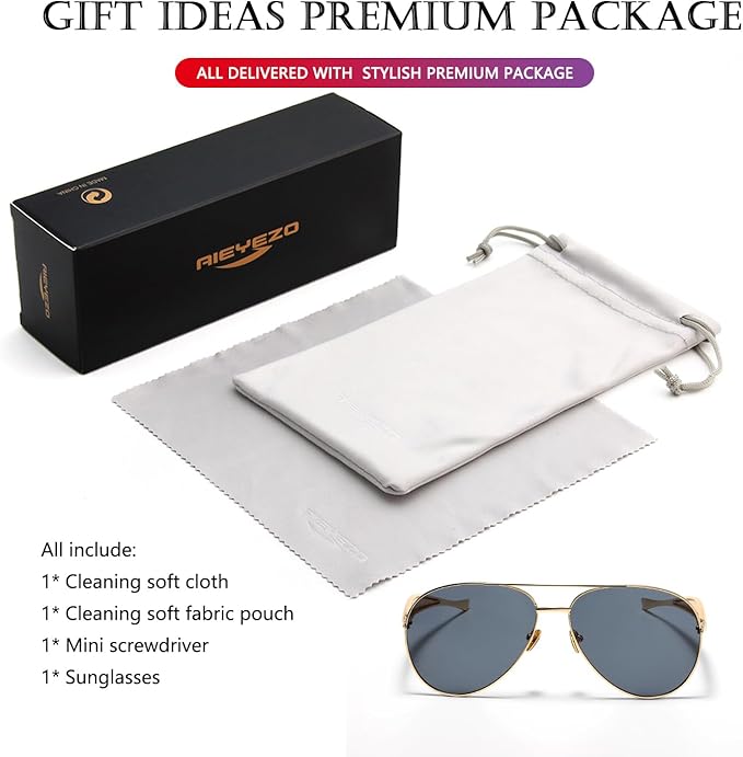 AIEYEZO Gold Aviator Sunglasses for Women Men Oversized Thick Frame Sun Glasses Fashion Retro Sardine Pilot Shades
