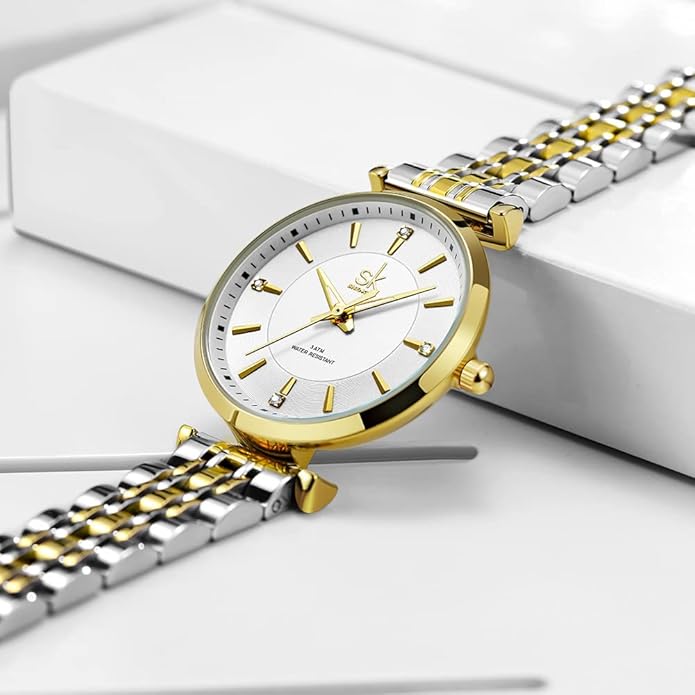 SHENGKE SK Classic Women Watches Fashion Ladies Dress Watch Solid Stainless Steel Band
