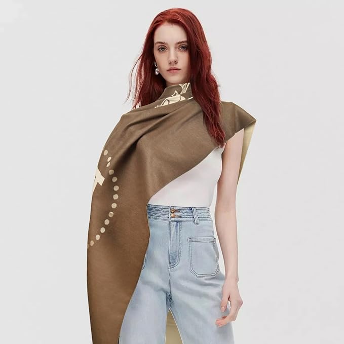 EXTREE Scarfs for Women Pashmina Silky Shawl Wrap for Evening Dressing Blanket Open Front Poncho Cape