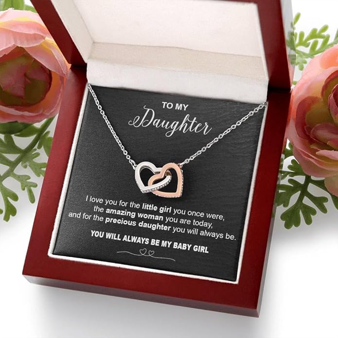 VIRAGIL To My Daughter Gift Necklace From Dad or Mom - Badass Daughter Jewelry With Heartfelt Message & Elegant Box