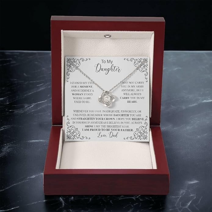 VIRAGIL To My Daughter Gift Necklace From Dad or Mom - Badass Daughter Jewelry With Heartfelt Message & Elegant Box