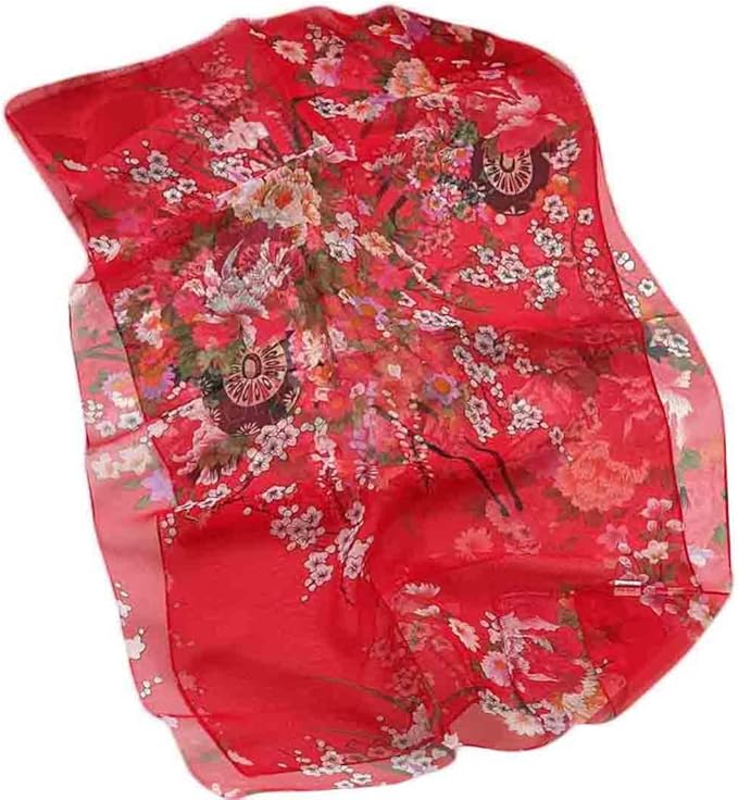 Pokeedioty Scarfs for Women Lightweight Fashion Scarves Elegant Floral Pattern Sheer Scarfs