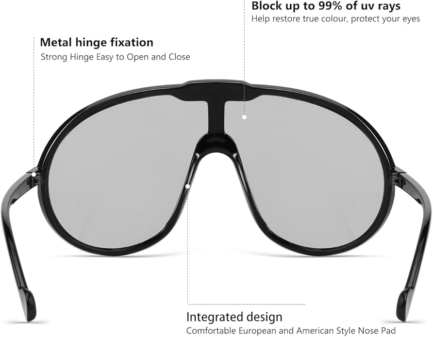Trendy Oversized Sunglasses for Women Men Fashion Shield Aviator Sun Glasses UV400 Protection Goggles