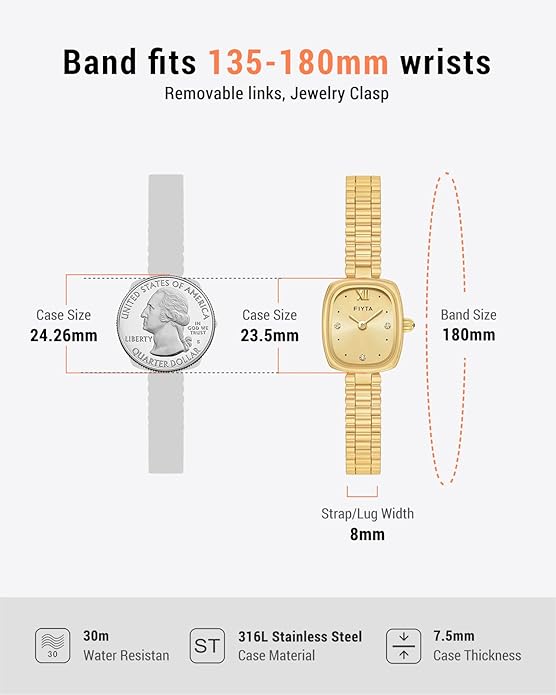 Gold Watches for Women Vintage Ladies Wrist Watches Stainless Steel Dainty Small Gold Watch with Link Removal Tools and Gift Box for Women and Love Ones