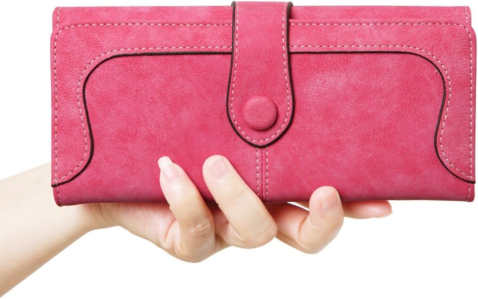 Women's Vegan Leather 17 Card Slots Card Holder Long Big Bifold Wallet
