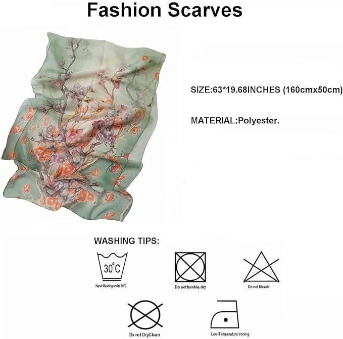 Pokeedioty Scarfs for Women Lightweight Scarves Elegant Floral Pattern Sheer Scarfs Shawls Wraps