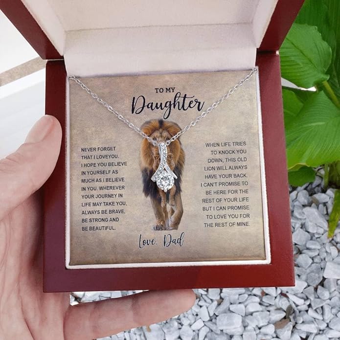 VIRAGIL To My Daughter Gift Necklace From Dad or Mom - Badass Daughter Jewelry With Heartfelt Message & Elegant Box