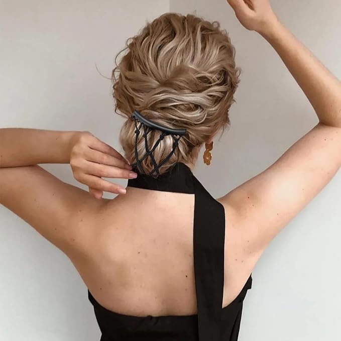 5 Pieces Stretchy Magic Hair Comb Adjustable Elastic Comb Clip for Women Girls No Crease Hair Pins Vintage Bun Maker for Curly Thick Wavy Hair Ponytail