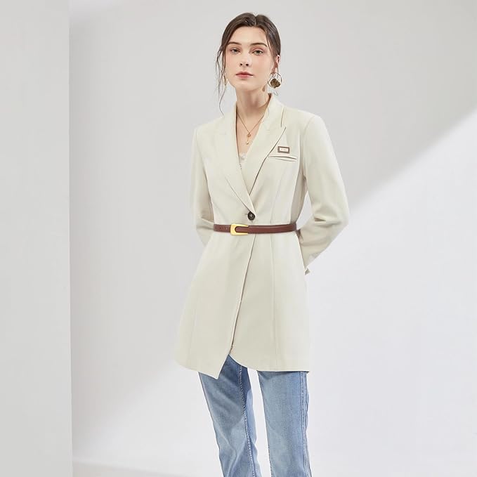 Women's Fashion Classic Metal Buckle Leather Belt with Jeans Dress