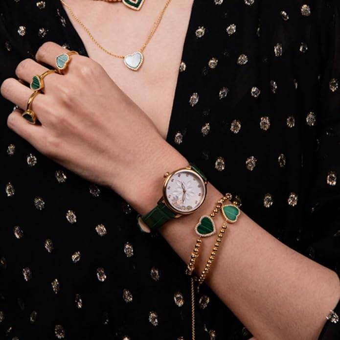 Womens Watch Bee Watches for Women Moving Bees Between Double Sapphire Glass with Genuine Leather Strap Luminous Hands and Trendy Watch with 12 Genuine Diamonds Rose Gold Mesh Band 28mm