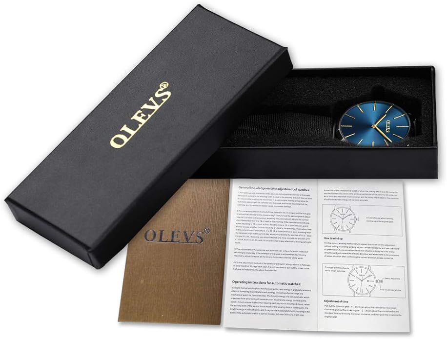 OLEVS Mens Watches Minimalist Ultra Thin Fashion Casual Analog Quartz Date Watch Waterproof Slim Simple Big Face Dress Wrist Watch Leather Band for Men