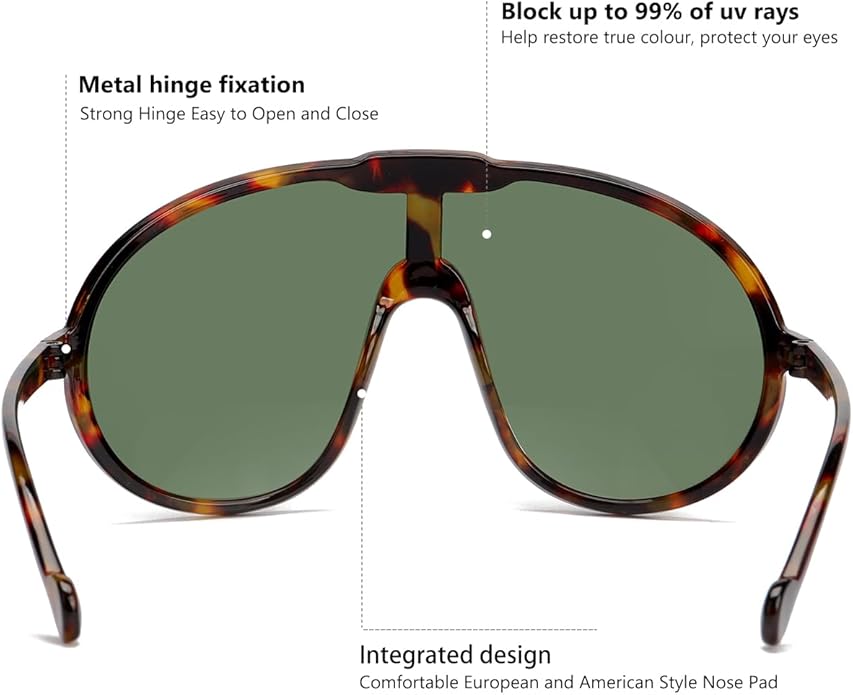 Trendy Oversized Sunglasses for Women Men Fashion Shield Aviator Sun Glasses UV400 Protection Goggles