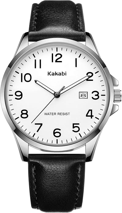 Watch for Men, Fashion Minimalist Wrist Watch Waterproof Quartz Analog Date with Leather Strap
